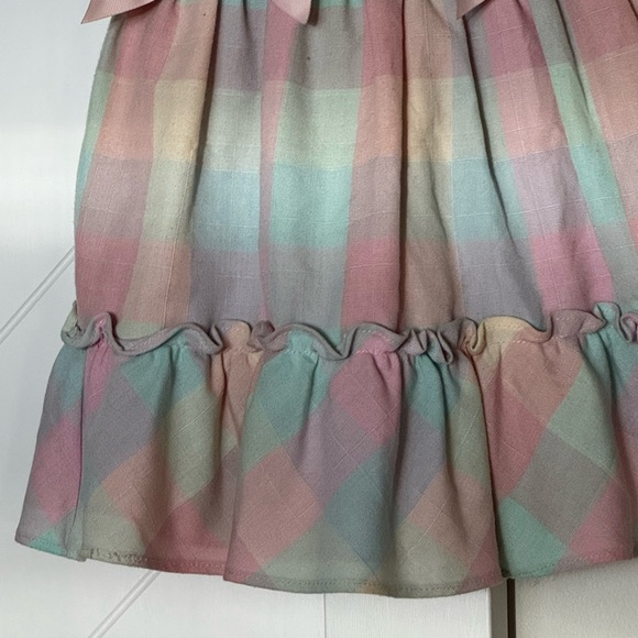 Bonnie Baby Pastel Plaid Ruffle Dress Size 24M Pink Green Easter Spring - Picture 4 of 7